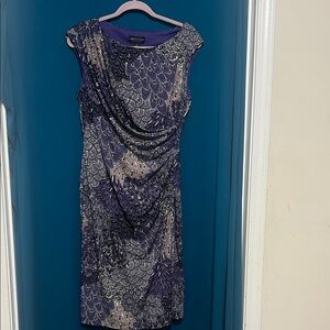 Connected Apparel Women's Purple and Black Midi Dress